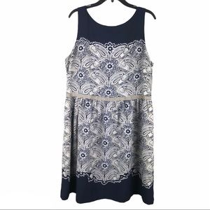 Ann Taylor Loft Floral Paisley Navy Sundress sz 16